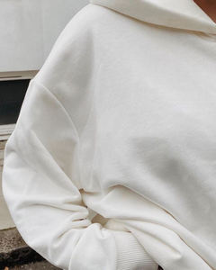 Sweat-shirt à capuche oversize pour femme, couleur unie, en coton tricoté, manches longues, imprimé lettres, poche avant, respirant, idéal pour le printemps - Product Image 2