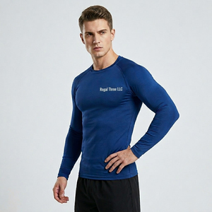 Customized Logo Printed <b>Compression</b> T-<b>Shirt</b> <b>Men</b> Yoga Fitness <b>Compression</b> Rash Guard Gym Workout Wear Long Sleeve Base Layer Tee - Product Image 3