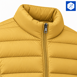 Veste matelassée jaune moutarde pour homme, col montant, fermeture éclair, coupe-vent, manteau d'hiver décontracté, coupe régulière, coque en polyester - Product Image 3