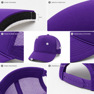 Foam Front Trucker <b>Cap</b> Custom Embroidery Mesh Back Adjustable Snapback Unisex Casual <b>Hat</b> 6-Panel Design - Product Image 4
