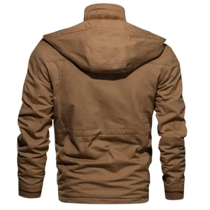 Men's Khaki Twill Workwear <b>pilot</b> <b>Jacket</b> Full Sleeve Stand Collar Autumn Solid Color Single Breasted Outerwear - Product Image 6