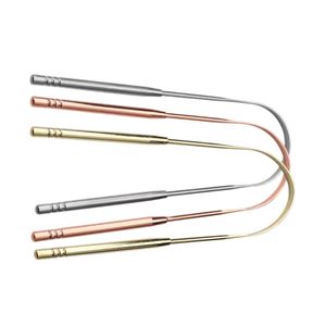 3 Piece Set Antique Brass Gold Tongue Scraper Wide UShape Ridged Handle Stainless Steel Oral Hygiene Bacteria Bad Breath Remover - Product Image 2