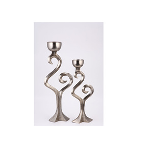 Bougeoir Design en argent scintillant, porte-bougie avec décor en métal massif, lanterne intérieure et extérieure - Product Image 1