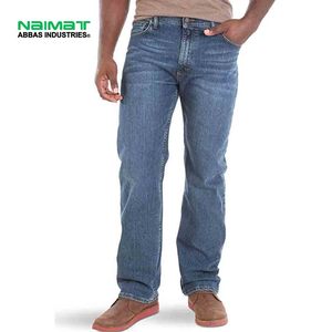 Fabricant de pantalons en jean classiques à coupe décontractée, jeans à jambe droite délavés, vente en gros, fournisseur de vêtements B2B - Product Image 1
