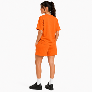 Wholesale Women Heavy Cotton Short <b>Set</b> Loose Fit T Shirt Drawstring Shorts Two Piece Short <b>Set</b> Casual Summer Streetwear Wear - Product Image 6