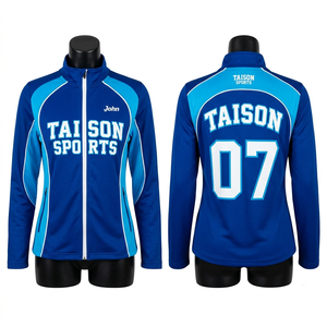 Chaqueta de Entrenamiento de Baloncesto para Mujer, Premium, 280 GSM, Tejido Interlock de Poliéster, Paneles Gráficos Naranja y Azul Marino, Logotipo Sublimado Personalizado - Product Image 5