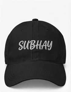 Subhay Embroidered Denim Baseball Cap 100% Cotton Adjustable Unisex 6-Panel Breathable Waterproof Casual Style Front Logo Design - Product Image 1