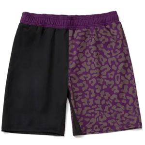Shorts MMA pour hommes, impression par sublimation, noir, violet, motif léopard, évacuation de l'humidité, séchage rapide, polyester, vêtements de sport de combat - Product Image 1