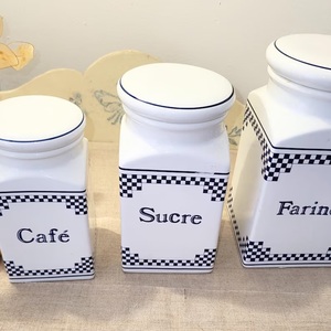 Classic Check Pattern Pantry Canister Set With <b>Labeled</b> Design Secure Lid Space Saving Stackable <b>Kitchen</b> Storage Solution - Product Image 4