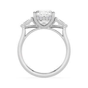 Mesmerizing 10K Rose Gold Lab Grown Diamond <b>Ring</b> With Long Shield Round and Square <b>Cushion</b> Cut Stones 3.53 CTW - Product Image 4