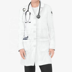 Unisex White Scrub Tops Cotton Polyester Woven Hospital Uniform Pocket Buttons Needle Detection Seamless Fusing Custom Design - Product Image 6