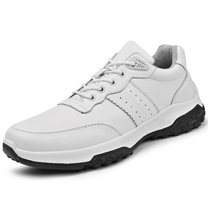 Chaussures décontractées blanches en cuir véritable pour hommes, baskets tendance en cuir de vache souple pour l'automne, confortables et légères pour le quotidien - Product Image 5
