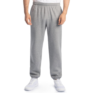 Pantalon de jogging décontracté gris en coton pour homme, taille élastique, tricoté mi-lourd, idéal pour l'automne - Product Image 1