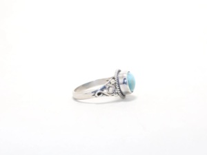 925 Sterling Silver Natural Larimar Gemstone <b>Ring</b> Handmade Statement <b>Fine</b> Jewelry Wedding Gift for Women - Product Image 4