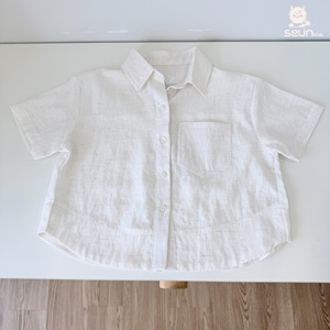 SeunKids Boys Girls Short Sleeve <b>Linen</b> <b>Shirt</b> Soft Breathable Woven <b>Summer</b> Top Vietnam Manufacturer - Product Image 6