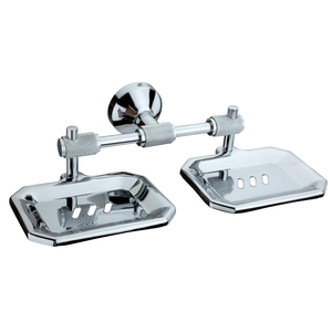 Jabonera Doble de Metal para Montar en la Pared, Acabado Cromado, Soporte Doble para Jabón, Bandeja para Jabón para Montar en la Pared del Baño - Product Image 1