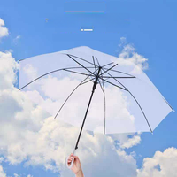 Parapluie promotionnel automatique transparent de 90 cm à 8 baleines avec poignée en J pour adultes, idéal pour la pluie, la vente au détail, les mariages et les événements, avec logo personnalisé