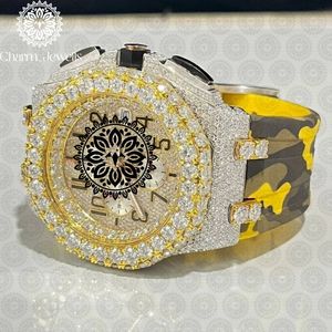 Luxury Men's Diamond Encrusted Stainless Steel Watch 40mm Case Analog Mechanical Movement <b>Chronograph</b> 10 Bar Water Resistant - Product Image 6