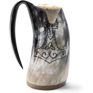 Copa Tradicional Hecha a Mano de Cuerno de Búfalo, Jarra Vikinga Natural para Cerveza o Hidromiel, Precio al por Mayor para Bares - Product Image 1