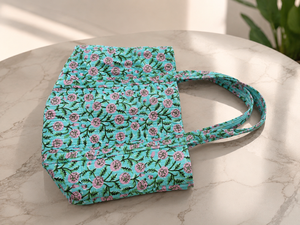Stylish Floral Pattern Fold Tote <b>Bag</b> Open Closure Durable Cotton Canvas Shoulder Strap Water Resistant Lightweight for Women - Product Image 1