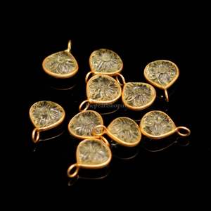 Pendentif en forme de fleur de quartz citron naturel, charme en argent sterling 925, pierre précieuse sculptée à la main, pendentif en forme de cœur pour la création de bijoux, 12 mm - Product Image 6