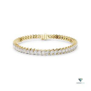 8.40 CT Yellow <b>Gold</b> Marquise Lab Grown Diamond Bracelet in 18K <b>Solid</b> <b>Gold</b>, 7 Inch Statement Tennis Bracelet - Product Image 1