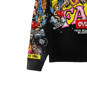 Custom Print Long Sleeve T-Shirt Men's Street Style O-Neck Regular Fit <b>Black</b> Polyester - Product Image 4