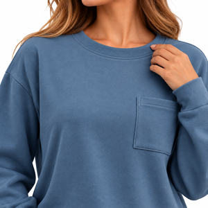 Sudadera Unisex Extra Grande con Cuello Redondo y Manga Larga, Bolsillo en el Pecho, 100% Algodón Felpa, Ecológica, Transpirable, para Invierno - Product Image 5