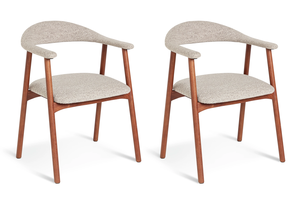 Chaise de salle à manger minimaliste de style mid-century - Structure en bois massif et revêtement en bouclette - Product Image 4