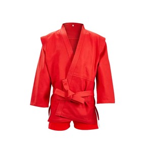<b>Red</b> Sambo Uniform Set With Matching Shorts And <b>Belt</b> For Adults Unisex Martial Arts Wear Durable 100% Cotton - Product Image 3