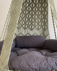 Large Macrame Swing, <b>Hanging</b> <b>Chair</b> Boho Outdoor Swing Seat with Cushion - Product Image 3