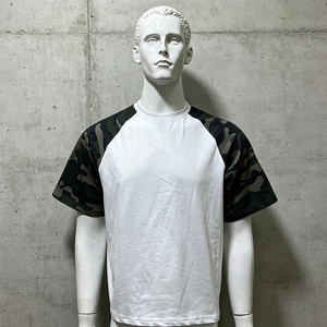 OEM Heavyweight Raglan Camouflage Print Sleeves Waffle Knit <b>Long</b> Sleeve Jersey Men's Streetwear Oversized Full Sleeve <b>T</b> <b>Shirt</b> - Product Image 4