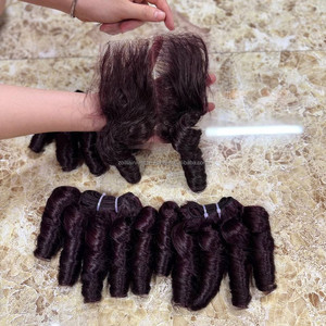 <b>Cheap</b> Human Hair Bundles Weft Raw Vietnamese Hair Extensions with Lace Front set Human Hair <b>Wigs</b> Lace Front Bouncy Curly Texture - Product Image 3