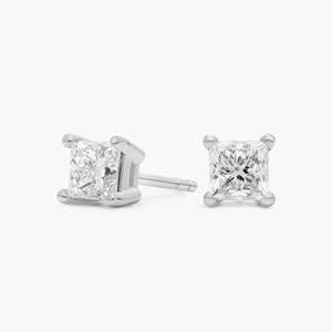 Pendientes de Oro Sólido de 14K con Diamante Cultivado en Laboratorio de 1 Ct, Corte Princesa, Certificados por Surat IGI, Joyería Fina para Aniversario de Bodas - Product Image 1