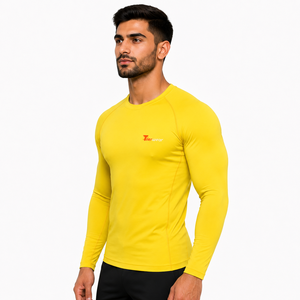 Chemises de compression à manches longues pour hommes, en jersey extensible lisse, col rond, manches longues, haut de sport, chemises de compression ajustées - Product Image 2