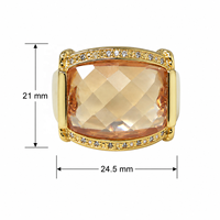 Bague Chevalière Unisexe en Argent Sterling 925 Plaqué Or avec Zirconium Taille Coussin Champagne, Luxe, Vente en Gros pour Cérémonie de Remise des Diplômes