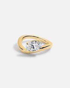 Bague de fiançailles et de mariage de luxe en or pur 14 carats certifiée IGI avec diamant de laboratoire ovale de 1 à 4 carats et design ondulé - Product Image 1