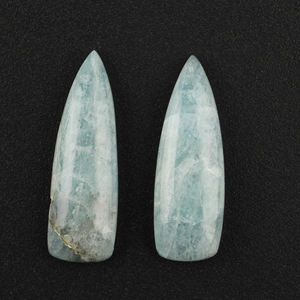Cabujón de Aguamarina Natural de Alta Calidad, Calibrado, 10x30mm, Forma Trillón Larga, Parte Posterior Plana, Piedras Preciosas Sueltas para Joyería - Product Image 1
