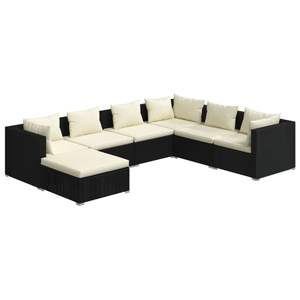 Conjunto Modular de 7 Piezas de Muebles de Jardín de Ratán Sintético Negro para Patio - Product Image 2