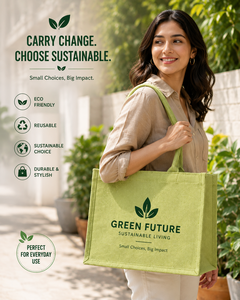 Green Future Eco-Friendly Jute <b>Medium</b> <b>Size</b> Fashionable Reusable Promotional Tote <b>Bag</b> AMANI Brand - Product Image 1