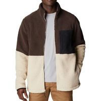 Veste polaire écologique pour homme, à blocs de couleur et à carreaux, col montant, fermeture éclair, décontractée, hiver, doublure polyester, coupe régulière, patchwork