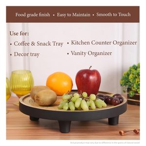 Bandeja Decorativa Rústica de Madera de Mango con Patas, Bandeja para Servir con Diseño Acanalado, Bandeja Portátil para Catering, Disponible para la Venta - Product Image 3