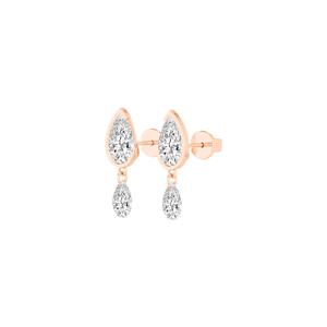Boucles d'oreilles brillantes en or rose 9 carats avec diamants de laboratoire en forme de poire de 2,95 CTW, bijoux élégants et raffinés pour femmes - Product Image 4