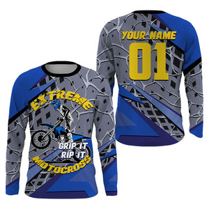 Maillot de moto pour homme en polyester imprimé par sublimation intégrale, design personnalisé, manches longues, maillot de course BMX - Product Image 2