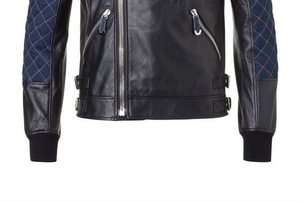 Blouson moto en cuir véritable beige pour homme, col rabattu, fermeture éclair, coupe ajustée, manches classiques, couleur unie, automne - Product Image 5