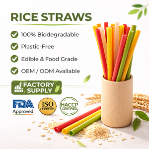 หลอดข้าวเป็นมิตรต่อสิ่งแวดล้อมแบบเรียบง่ายธรรมชาติของเวียดนามสำหรับเครื่องดื่มค็อกเทลอุปกรณ์รับประทานอาหารแบบใช้แล้วทิ้งปราศจากพลาสติกอย่างยั่งยืน - Product Image 1