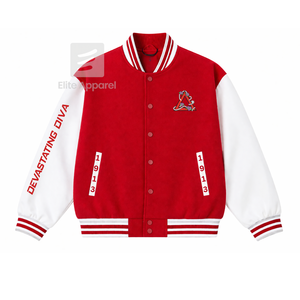 Custom Delta Sigma| Theta Sorority Racing <b>jacket</b> embroidered logo red white letterman Style for female <b>with</b> polyester <b>lining</b> - Product Image 1