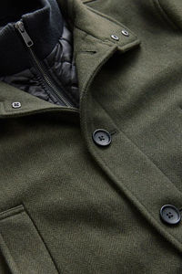 Men's Winter Casual Long Overcoat Plus Size Standard Woolen Polyester Real Fox <b>Fur</b> Warm <b>Fur</b> <b>Trim</b> V Neck - Product Image 3