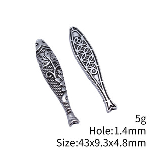 Cuentas de Loto con Diseño de Pez <span class=keywords><strong>Koi</strong></span>, 43x9.3x4.8mm, Plata Antigua con Filigrana y Orificio Pasante para Pulsera de Feng Shui - Product Image 3