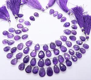 Cuentas de amatista africana natural AAA facetadas en forma de pera, de 9x13 a 11x16 mm, hilo de 8 pulgadas de cuentas facetadas. - Product Image 1